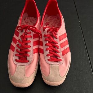 Adidas Women's Pink and Red Striped Sneakers